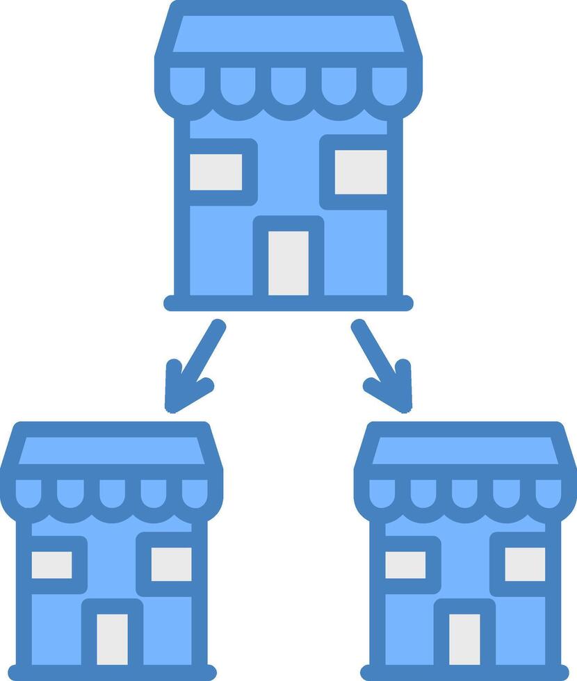 Chain Store Line Filled Blue Icon vector
