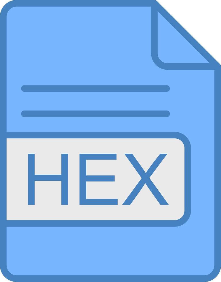 HEX File Format Line Filled Blue Icon vector