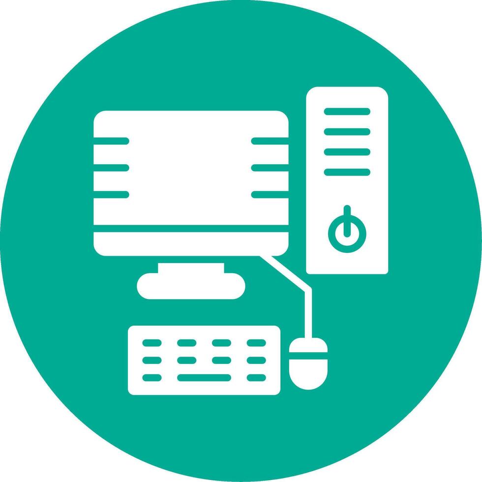 Desktop Computer Multi Color Circle Icon vector