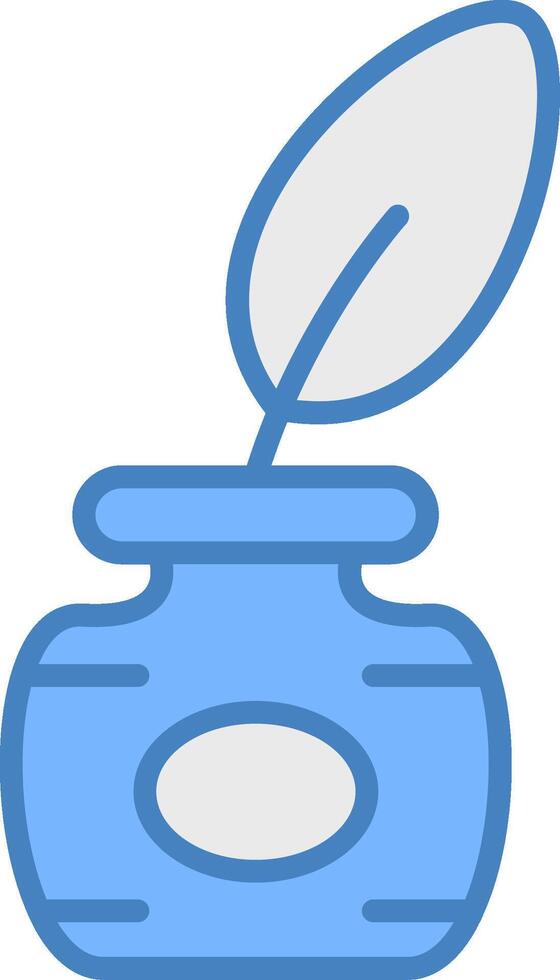 Feather Pen Line Filled Blue Icon vector