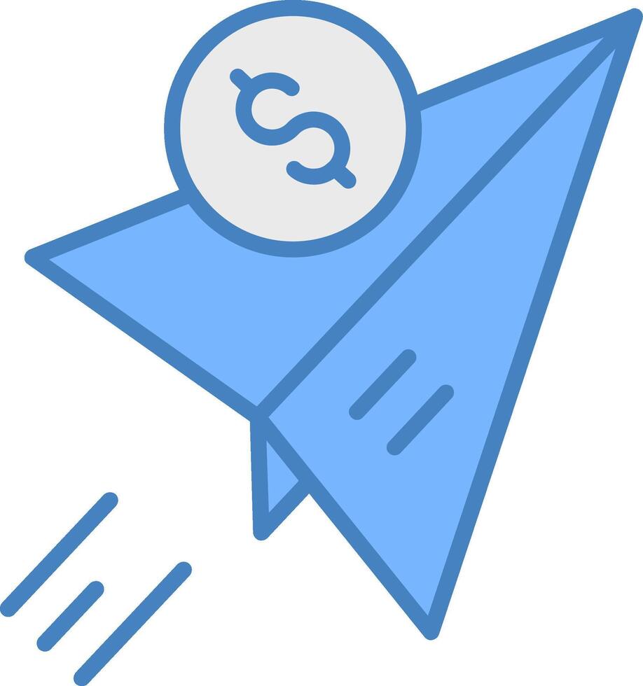 enviar dinero línea lleno azul icono vector