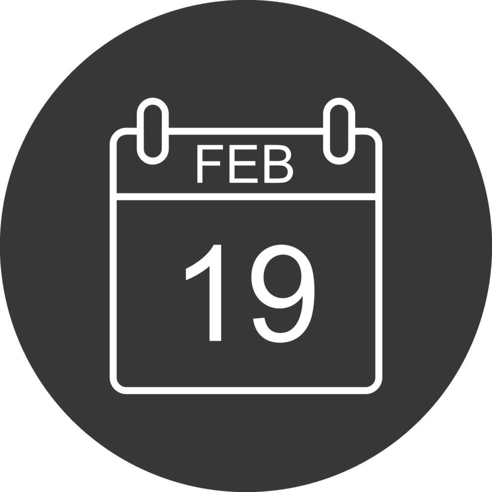 February Line Inverted Icon Design vector