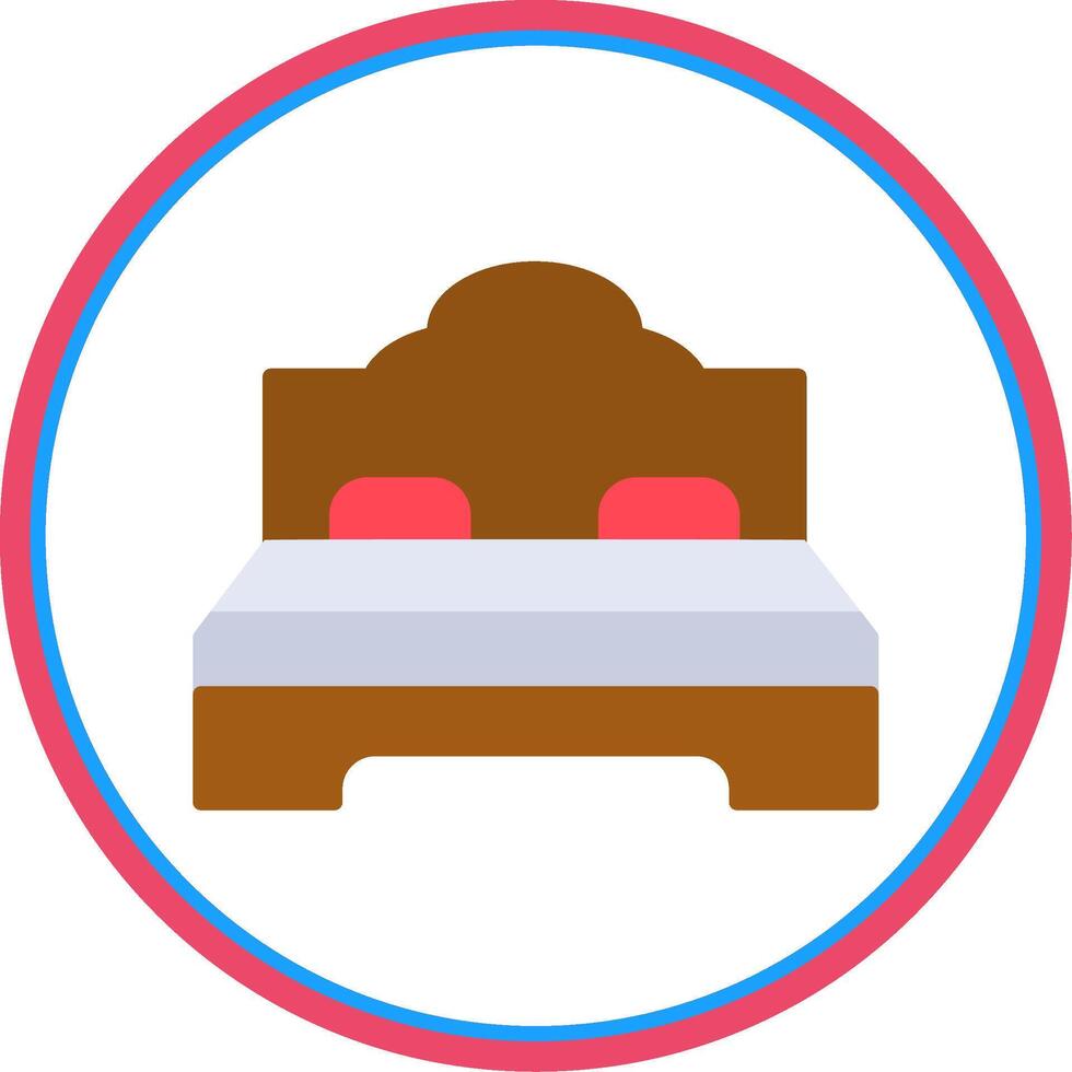 Double Bed Flat Circle Icon vector