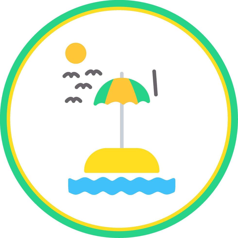 Beach Flat Circle Icon vector