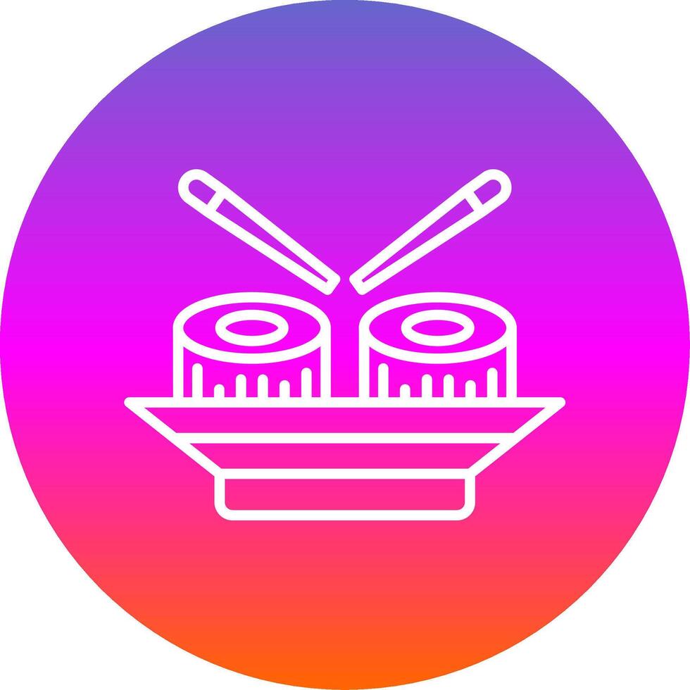 Sushi línea degradado circulo icono vector