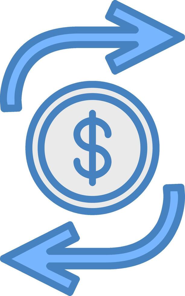Funds Transfer Line Filled Blue Icon vector