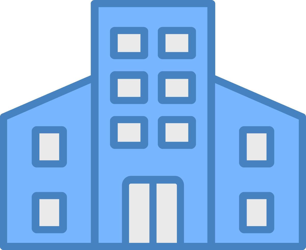 Buildings Line Filled Blue Icon vector