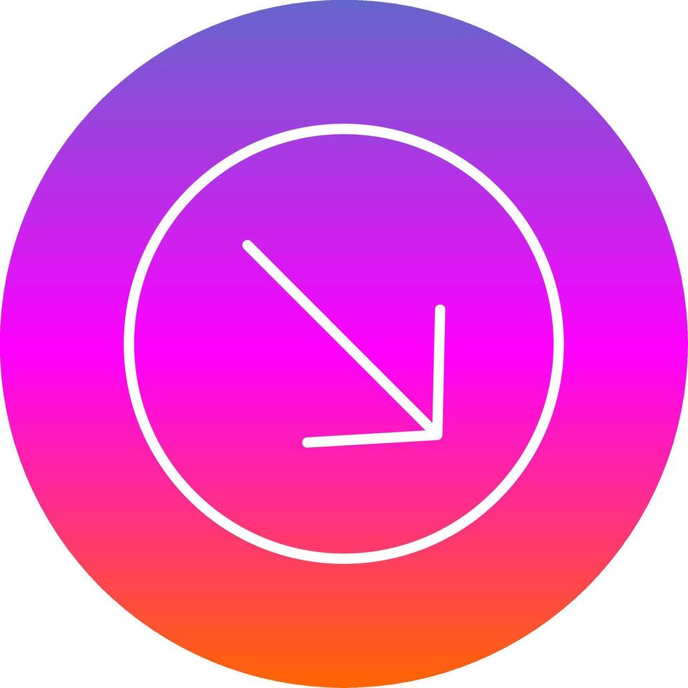 Down Right Arrow Line Gradient Circle Icon vector