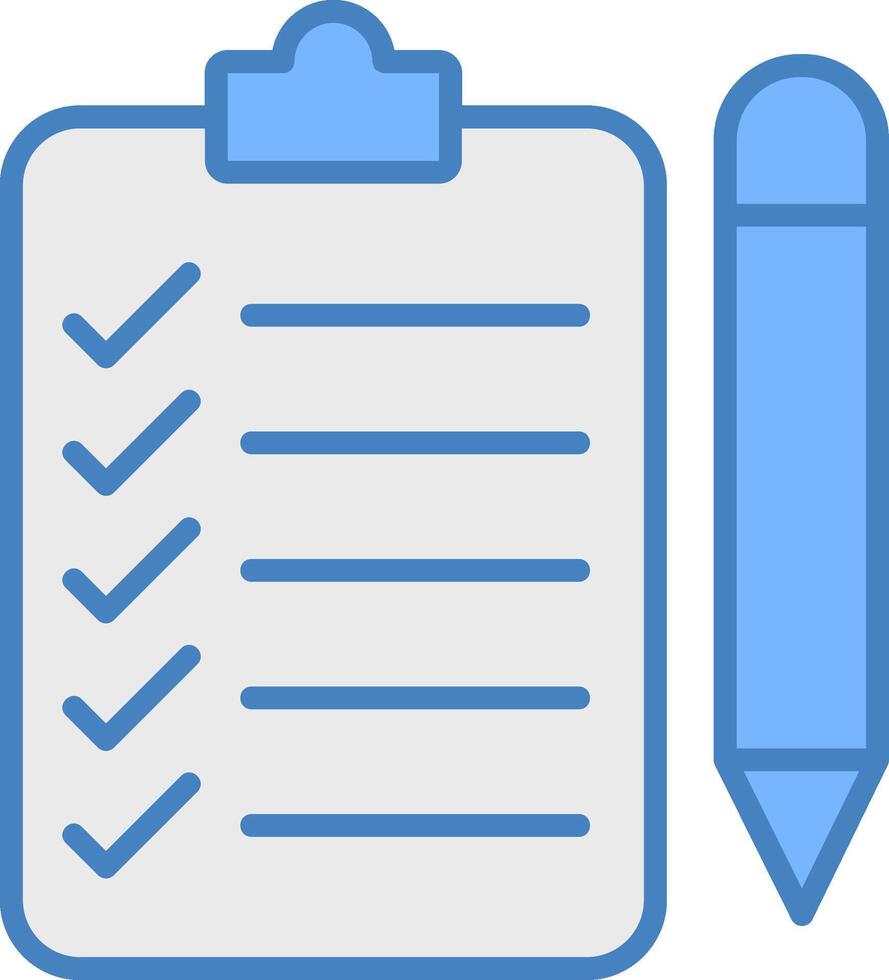 Checklist Line Filled Blue Icon vector