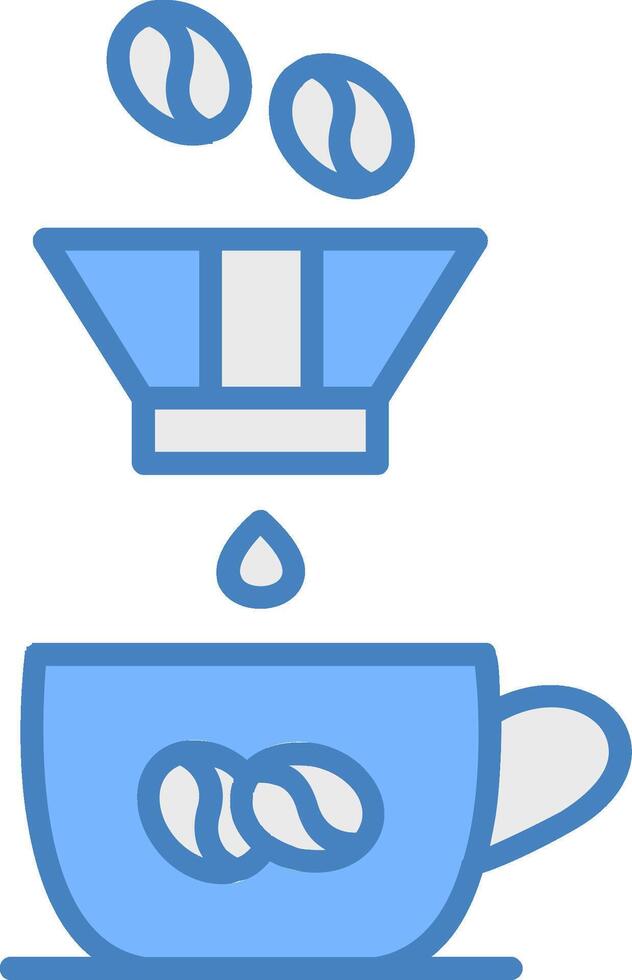 Coffee Filter Line Filled Blue Icon vector