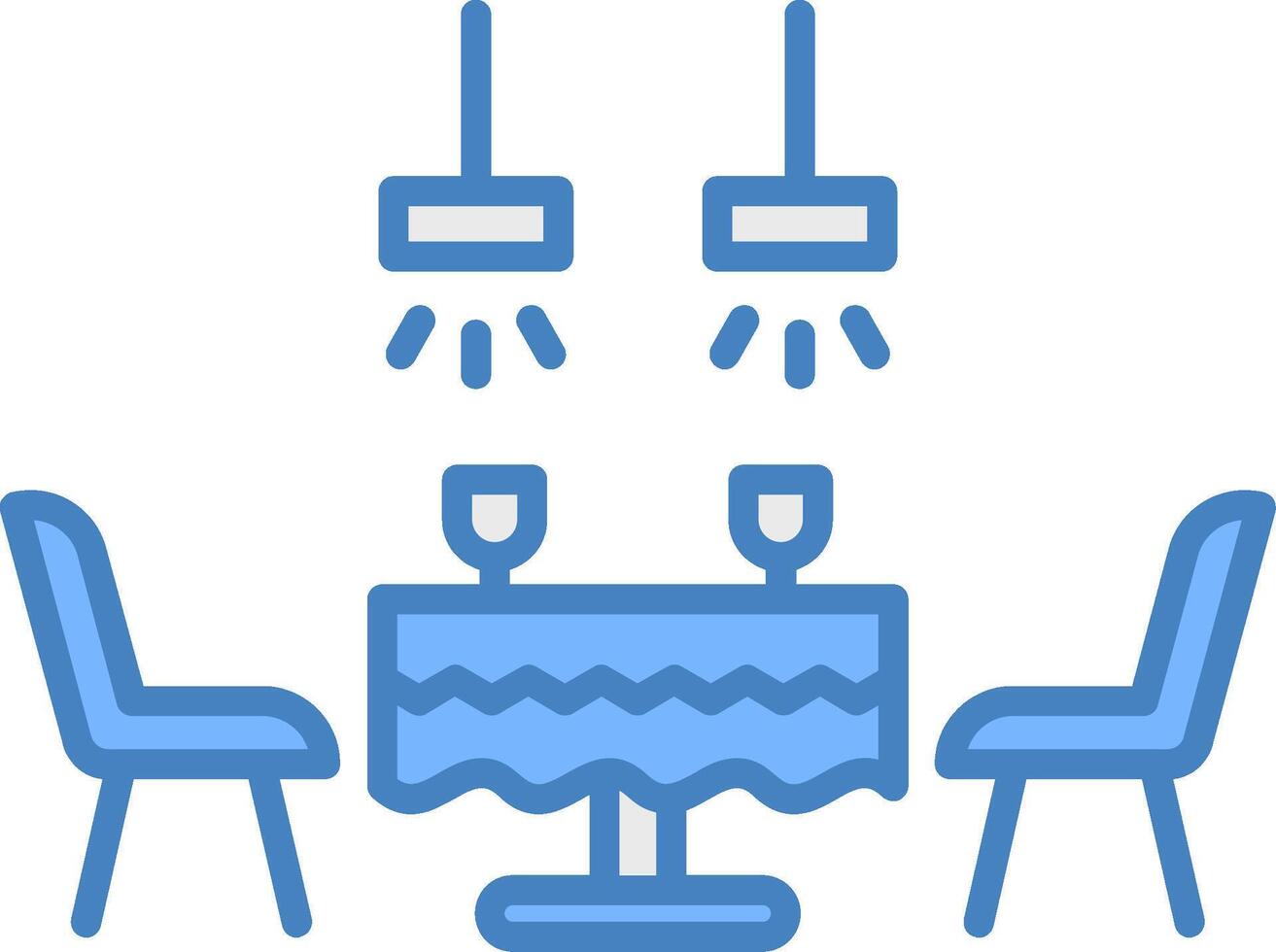 Dining Table Line Filled Blue Icon vector