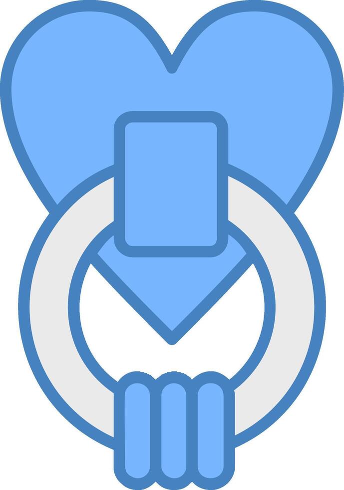 puerta aldaba línea lleno azul icono vector