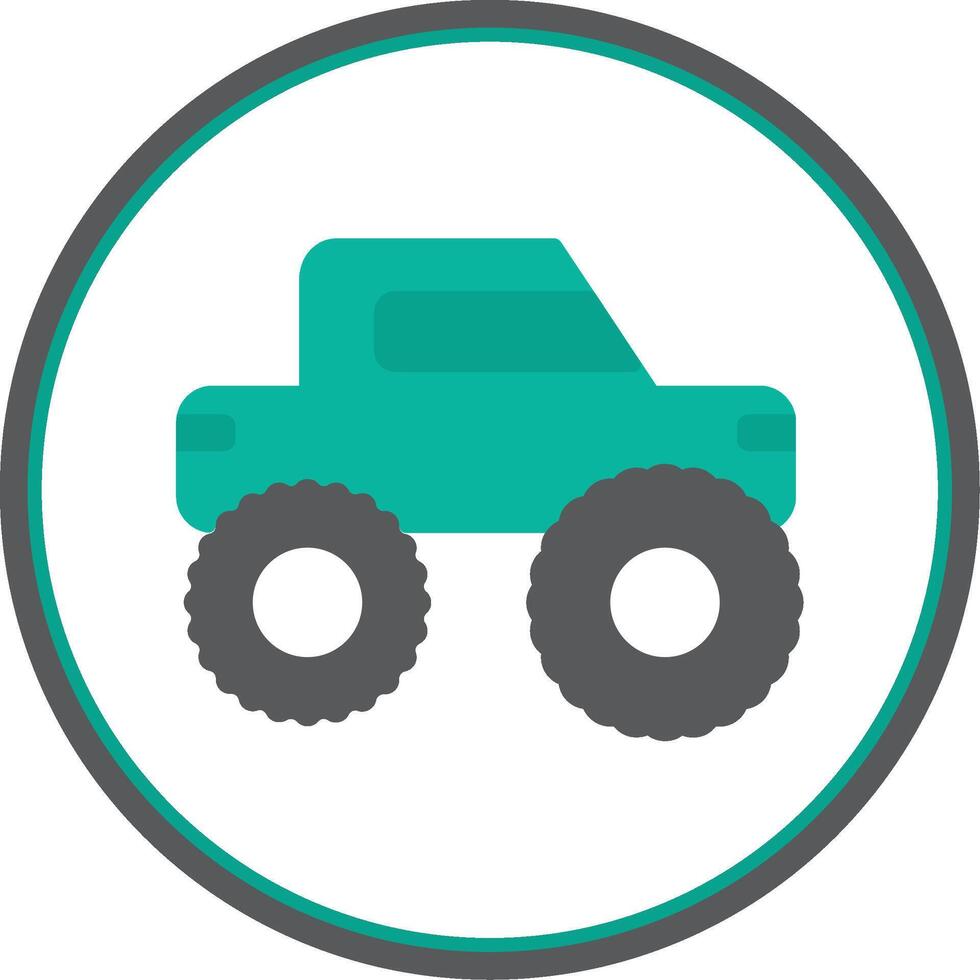 Monster Truck Flat Circle Icon vector