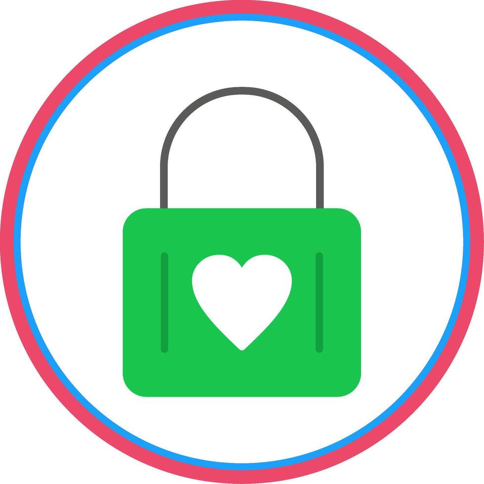 Heart Lock Flat Circle Icon vector