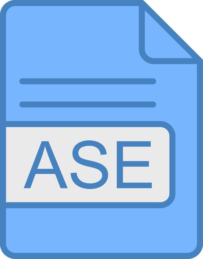 ASE File Format Line Filled Blue Icon vector