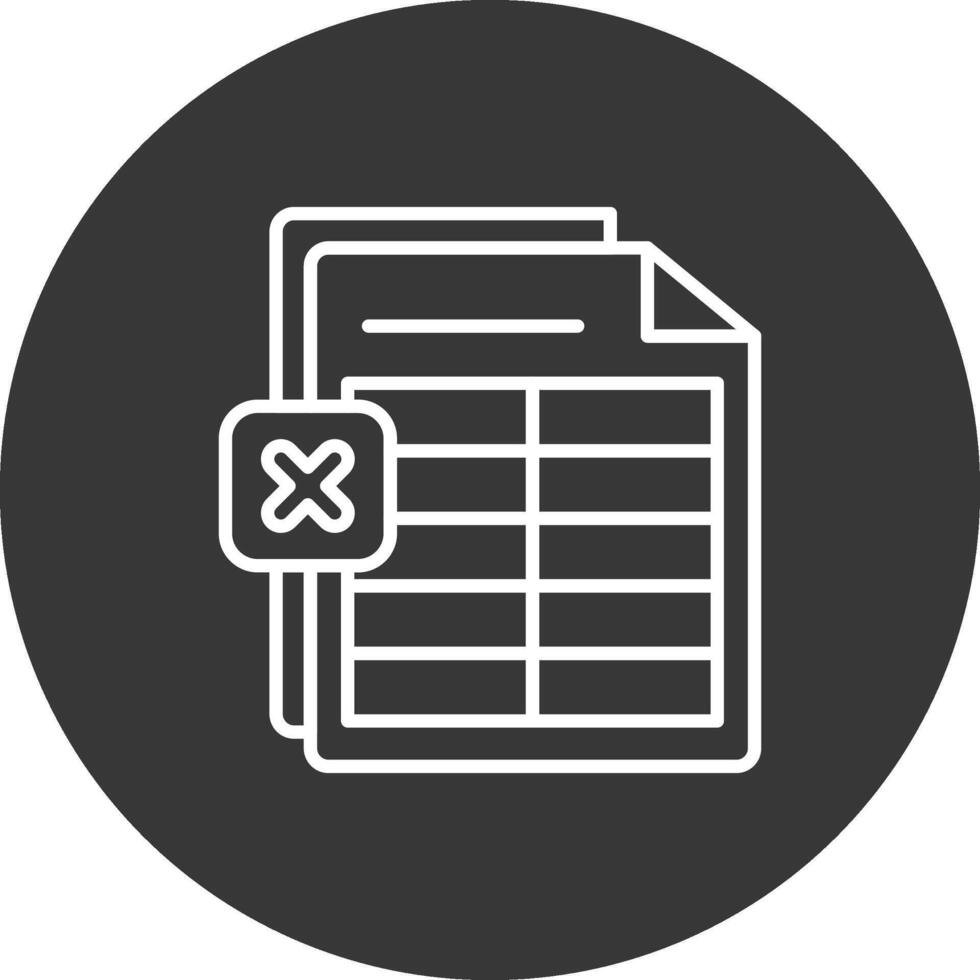 Excel Line Inverted Icon Design vector