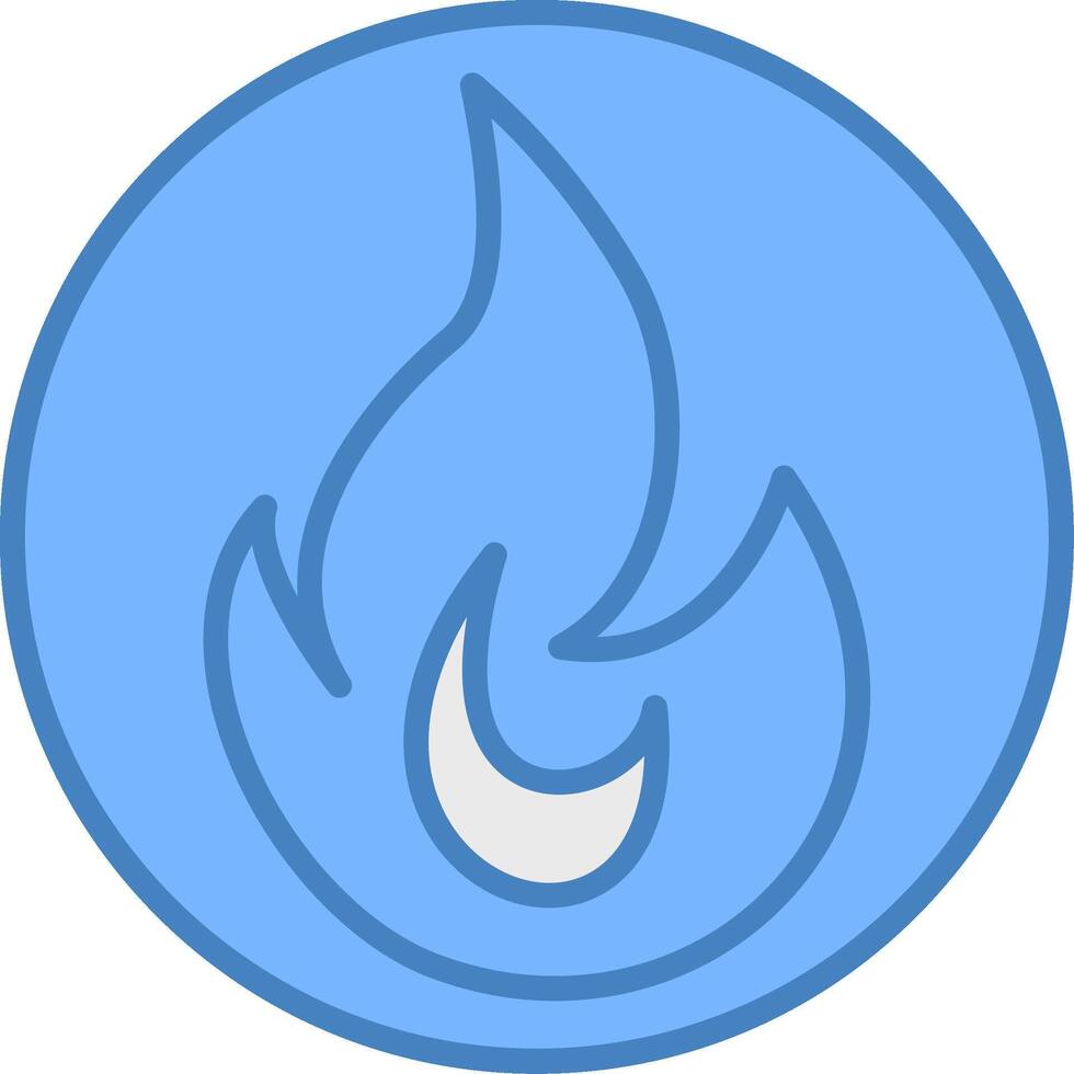 fuego línea lleno azul icono vector