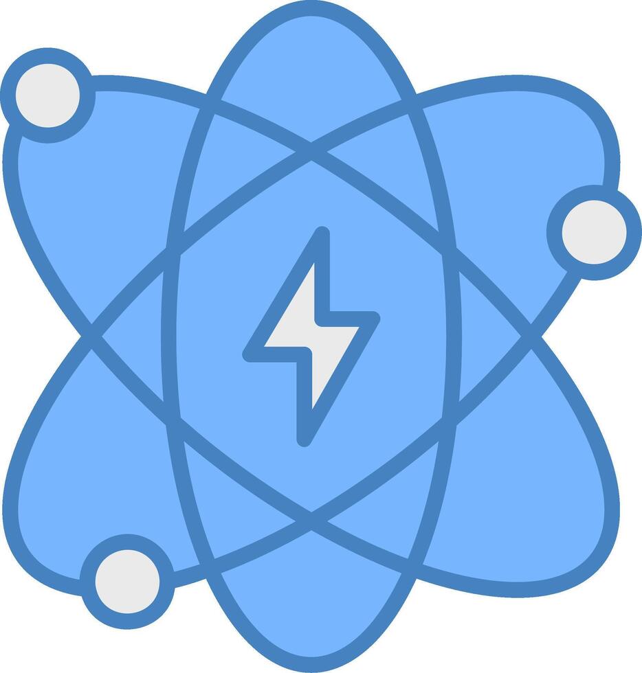 atómico energía línea lleno azul icono vector