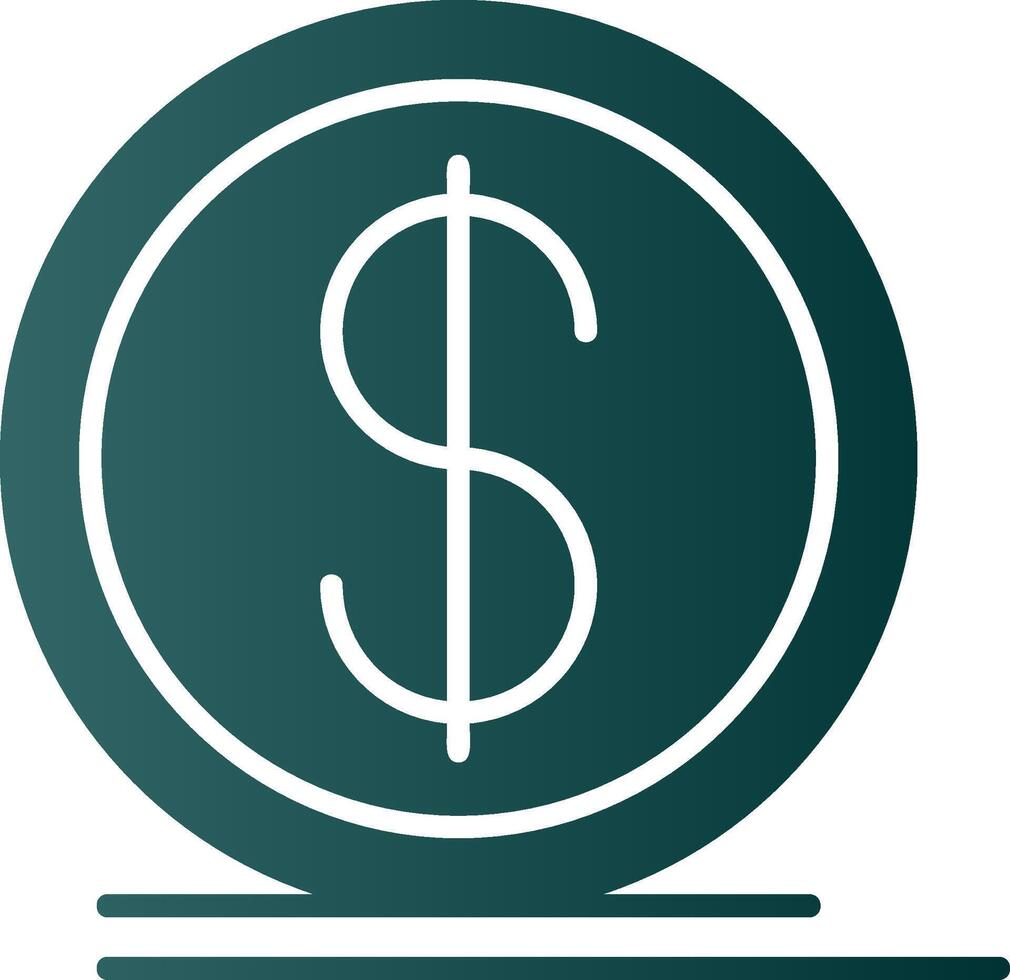 Dollar Coin Glyph Gradient Icon vector