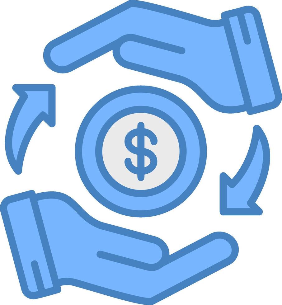 Loan Line Filled Blue Icon vector