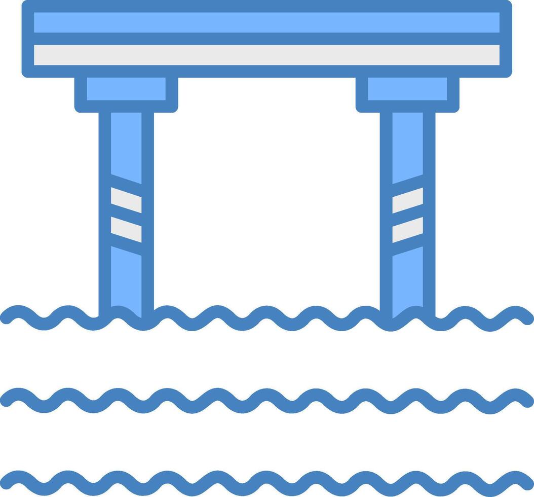 Bridge Line Filled Blue Icon vector