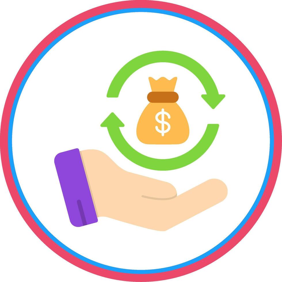 Money Back Flat Circle Icon vector