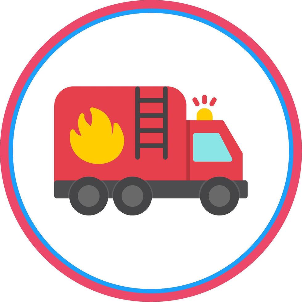 Fire Truck Flat Circle Icon vector