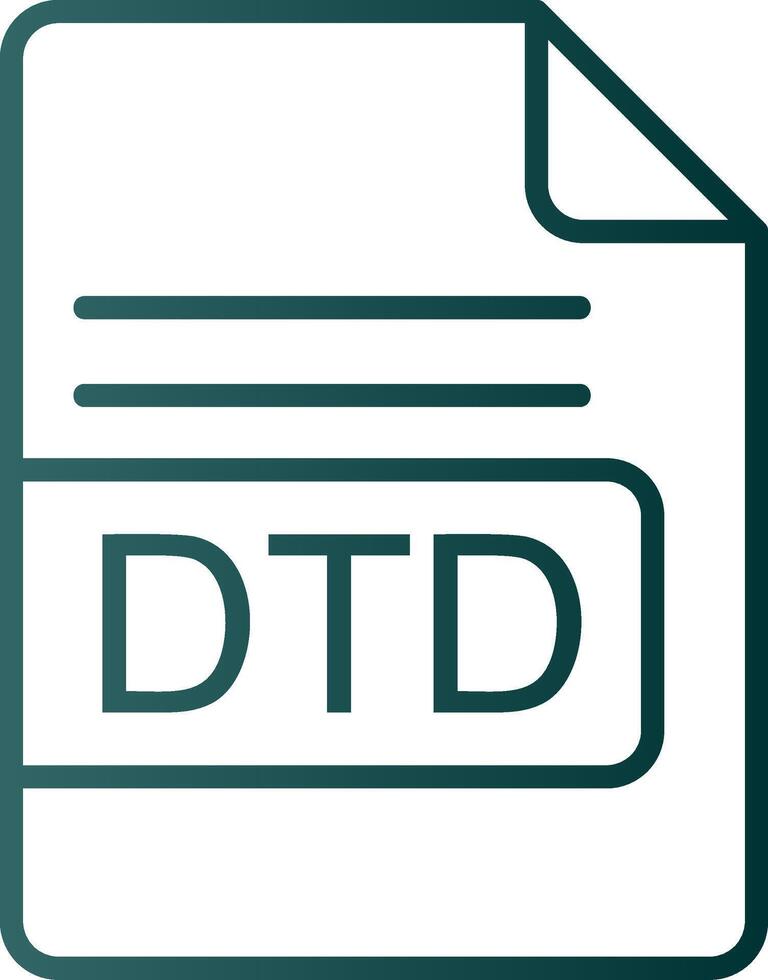 dtd archivo formato línea degradado icono vector