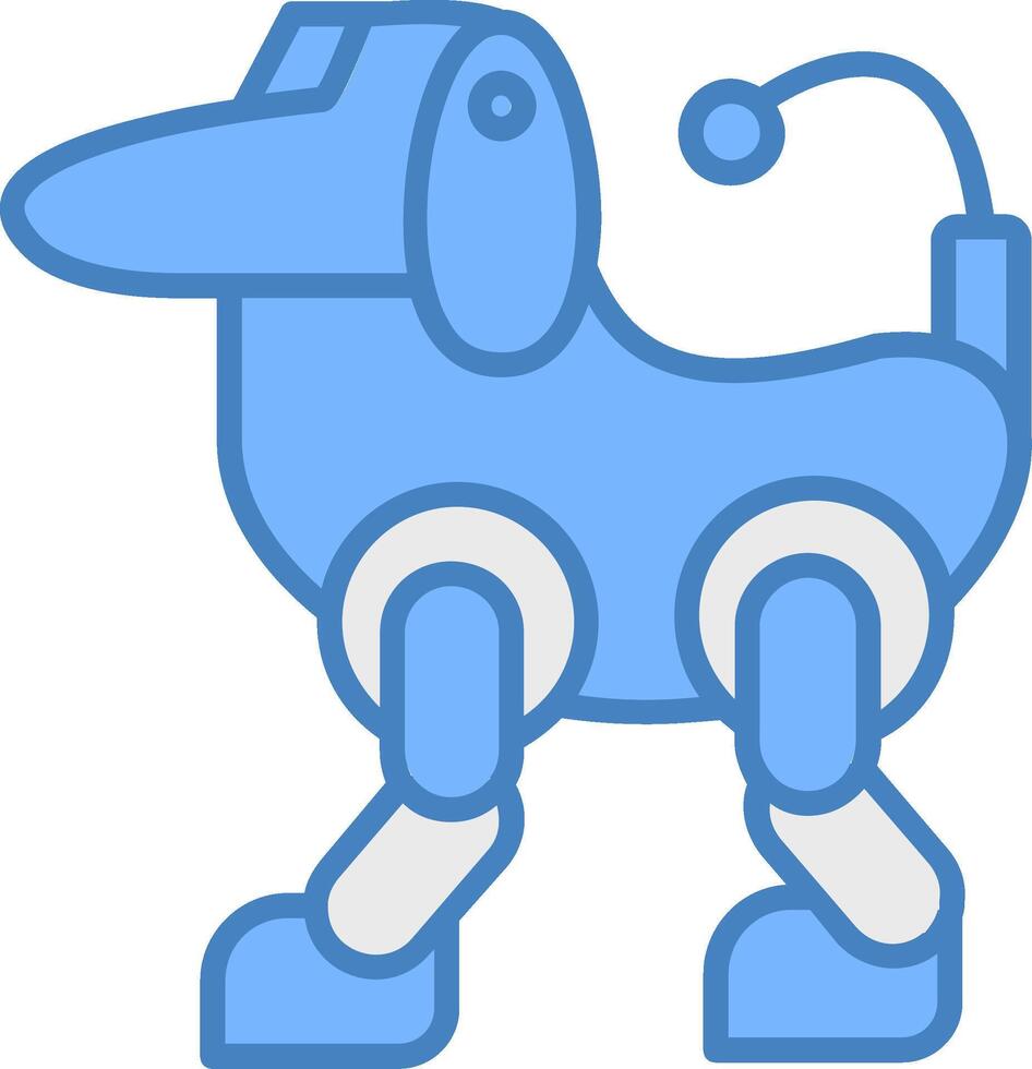 robot línea lleno azul icono vector