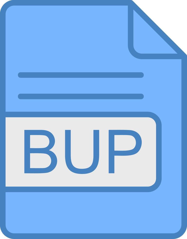 BUP File Format Line Filled Blue Icon vector