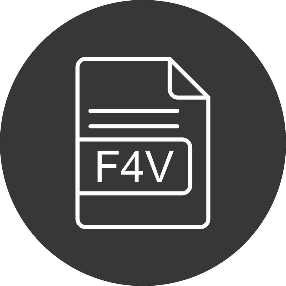 f4v archivo formato línea invertido icono diseño vector