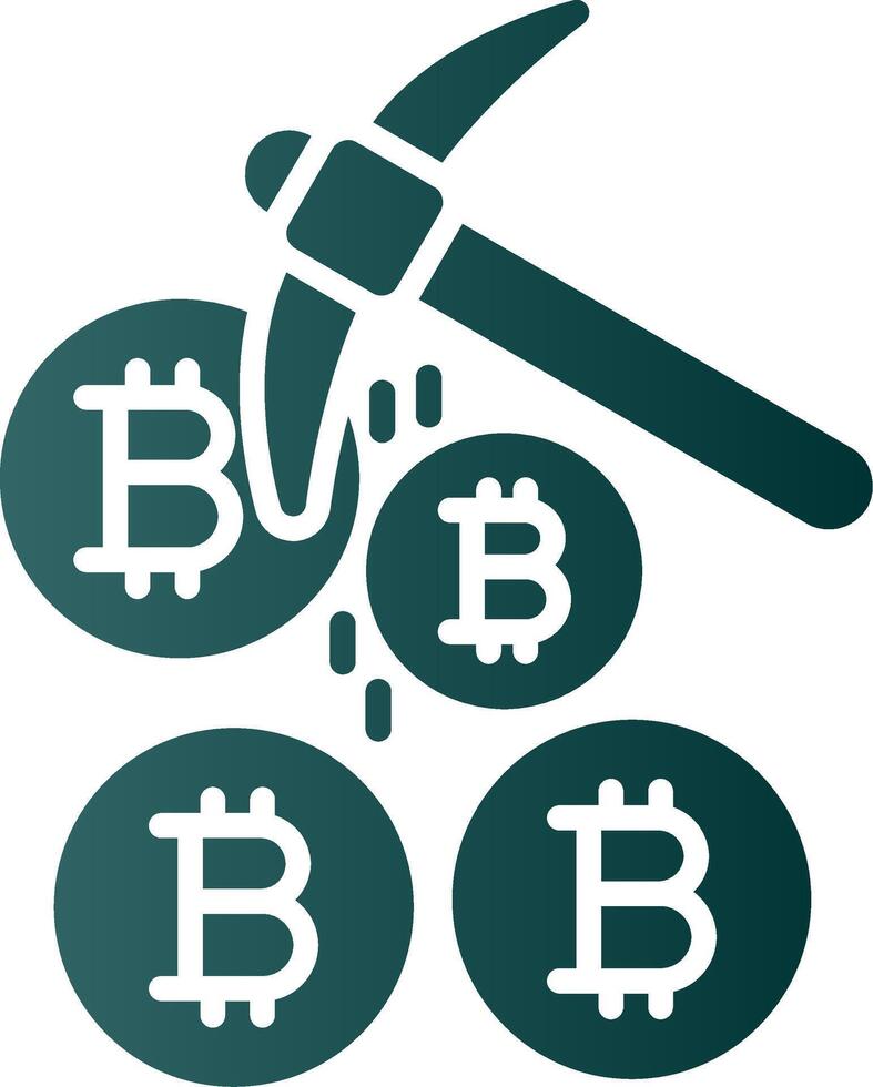 Bitcoin Mining Glyph Gradient Icon vector