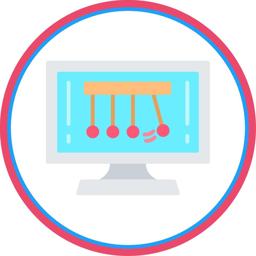 Newtons Cradle Flat Circle Icon vector