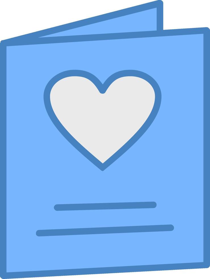 saludo tarjeta línea lleno azul icono vector