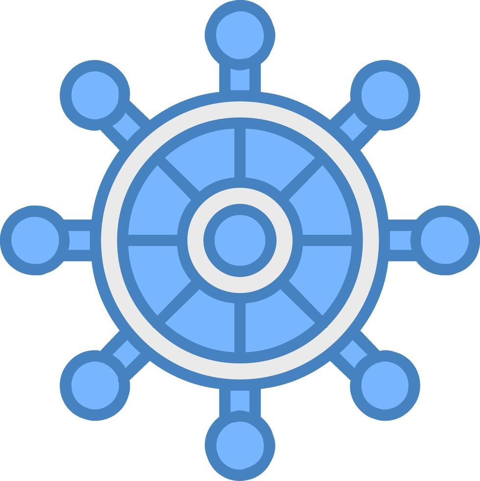 Boat Steering Line Filled Blue Icon vector