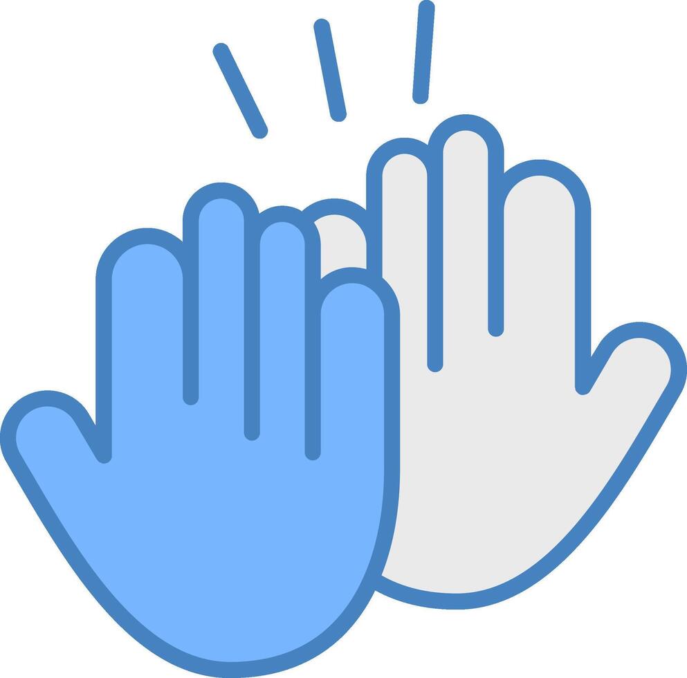 High Five Line Filled Blue Icon vector