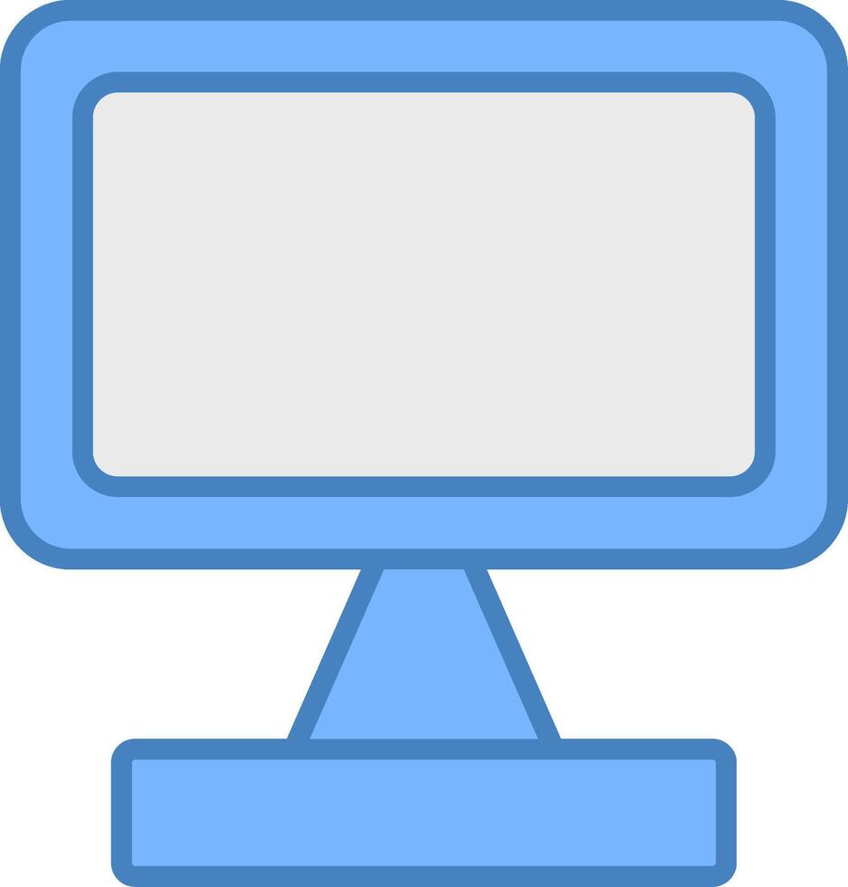 Monitor Screen Line Filled Blue Icon vector