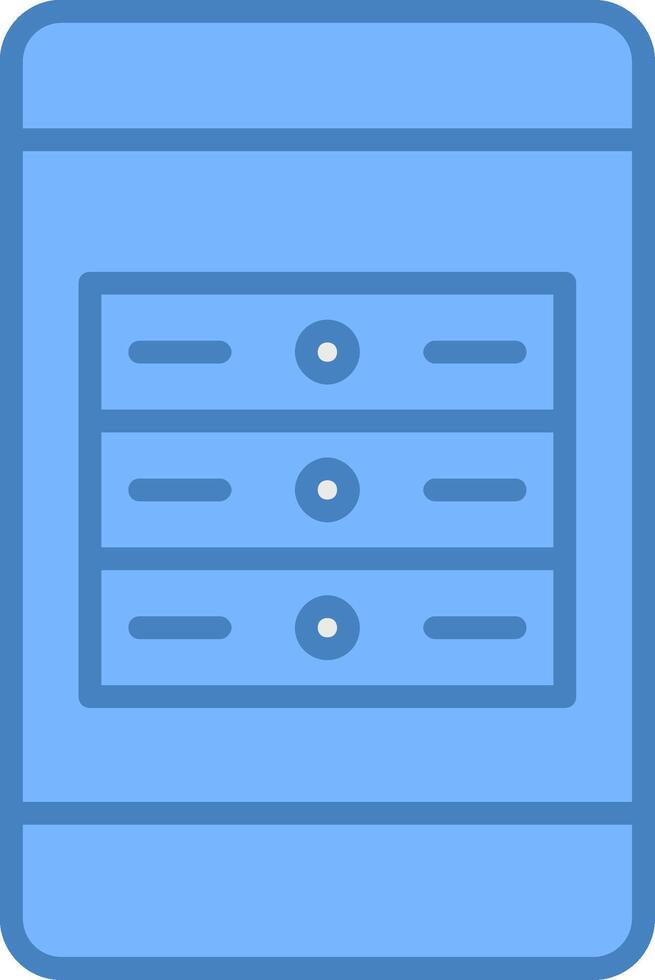 Mobile App Server Line Filled Blue Icon vector