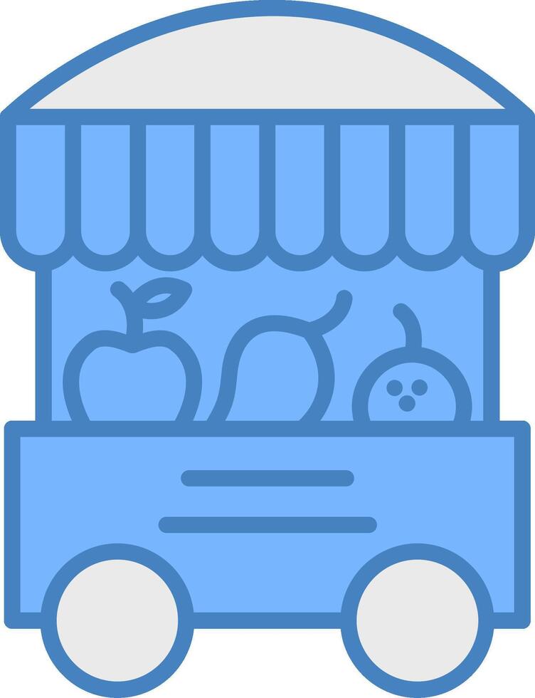Fruit Stand Line Filled Blue Icon vector