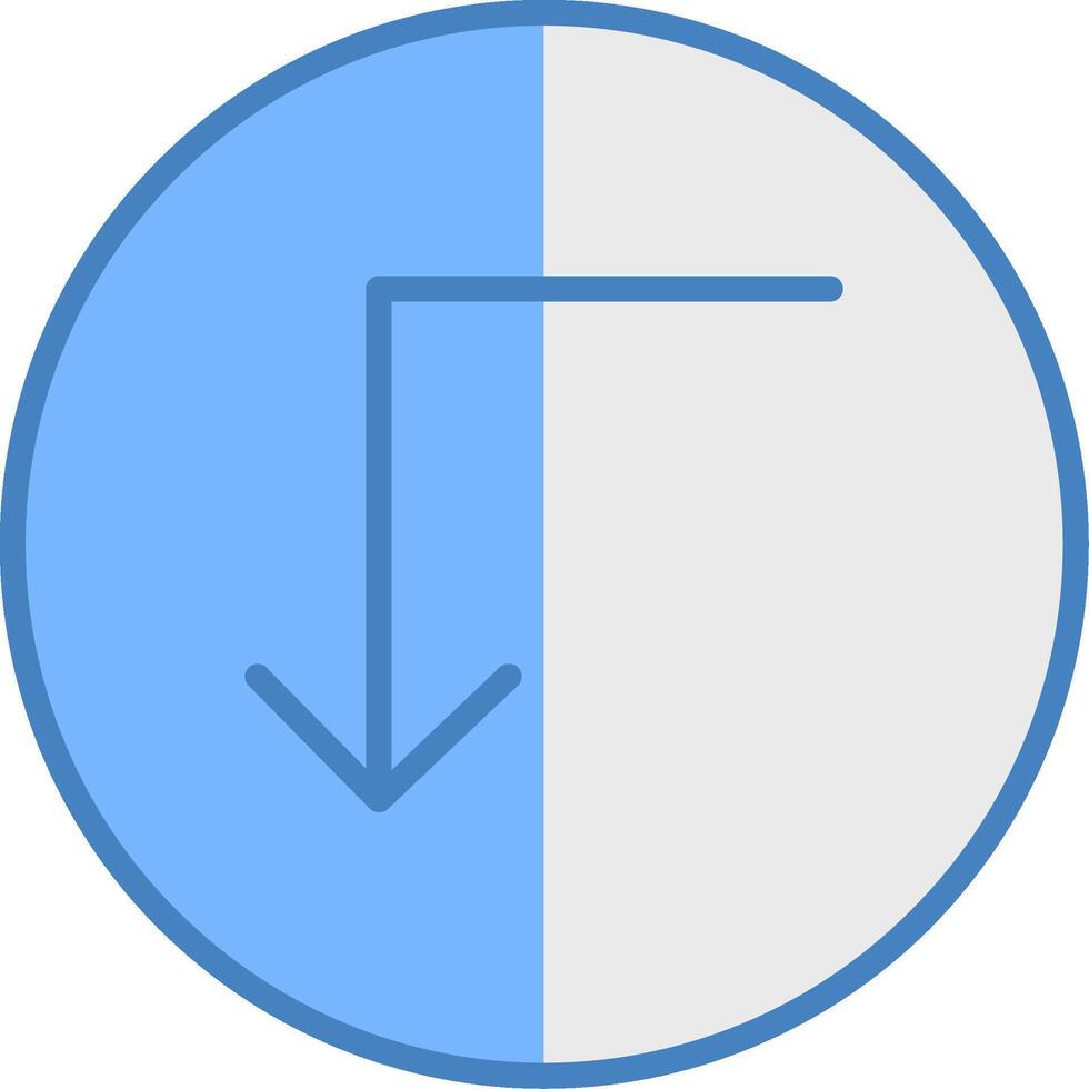 Turn Down Line Filled Blue Icon vector