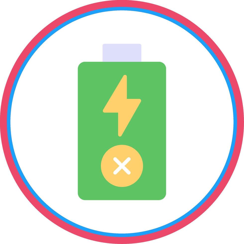 Empty Battery Flat Circle Icon vector