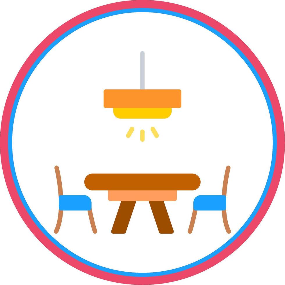 Dinner Table Flat Circle Icon vector