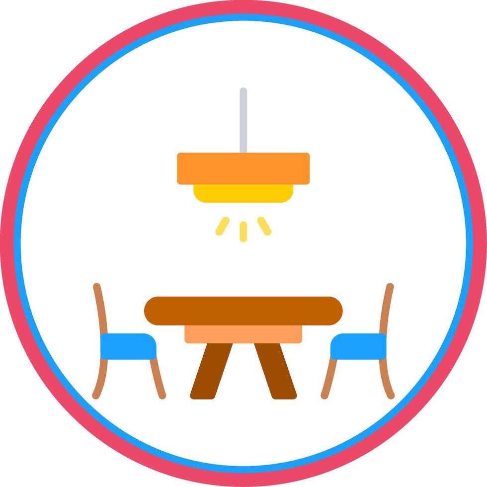 Dinner Table Flat Circle Icon vector