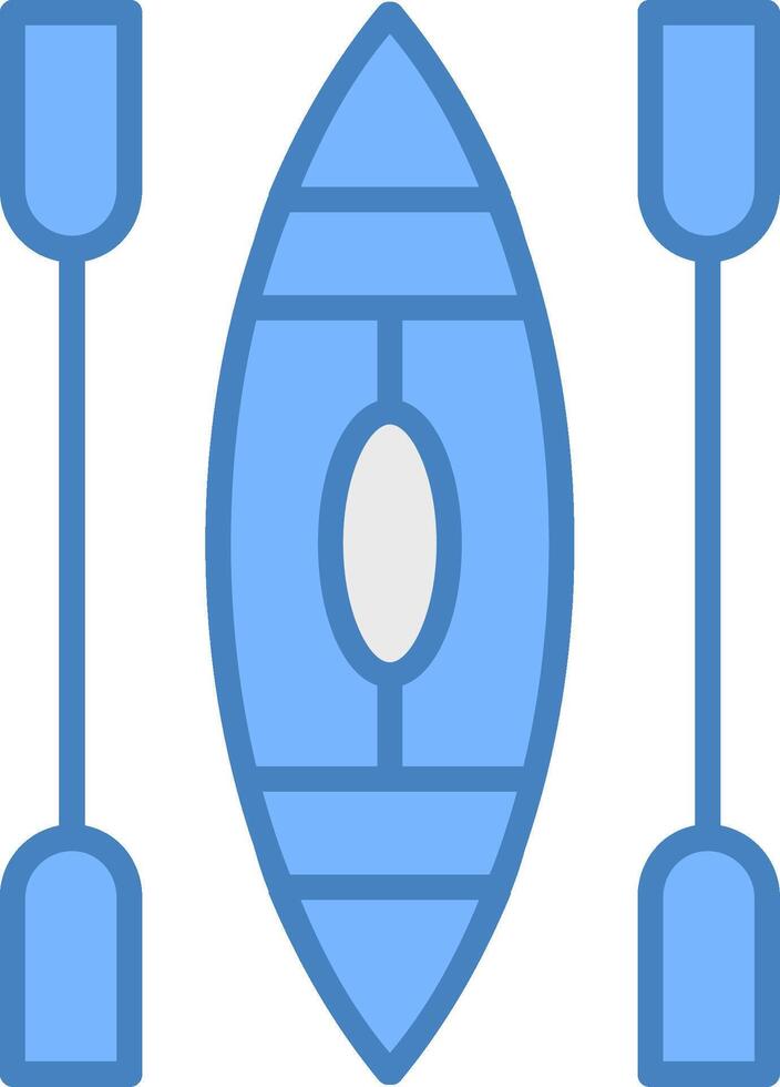Canoe Line Filled Blue Icon vector