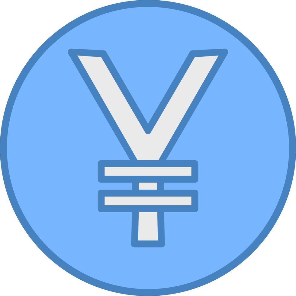 Yen Coin Line Filled Blue Icon vector