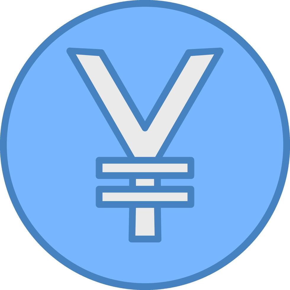 Yen Coin Line Filled Blue Icon vector