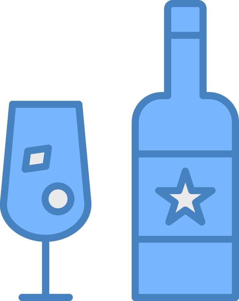 Champagne Line Filled Blue Icon vector