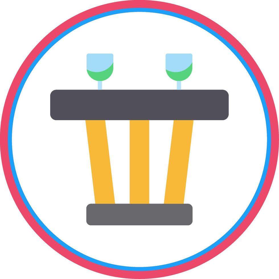 Dining Table Flat Circle Icon vector