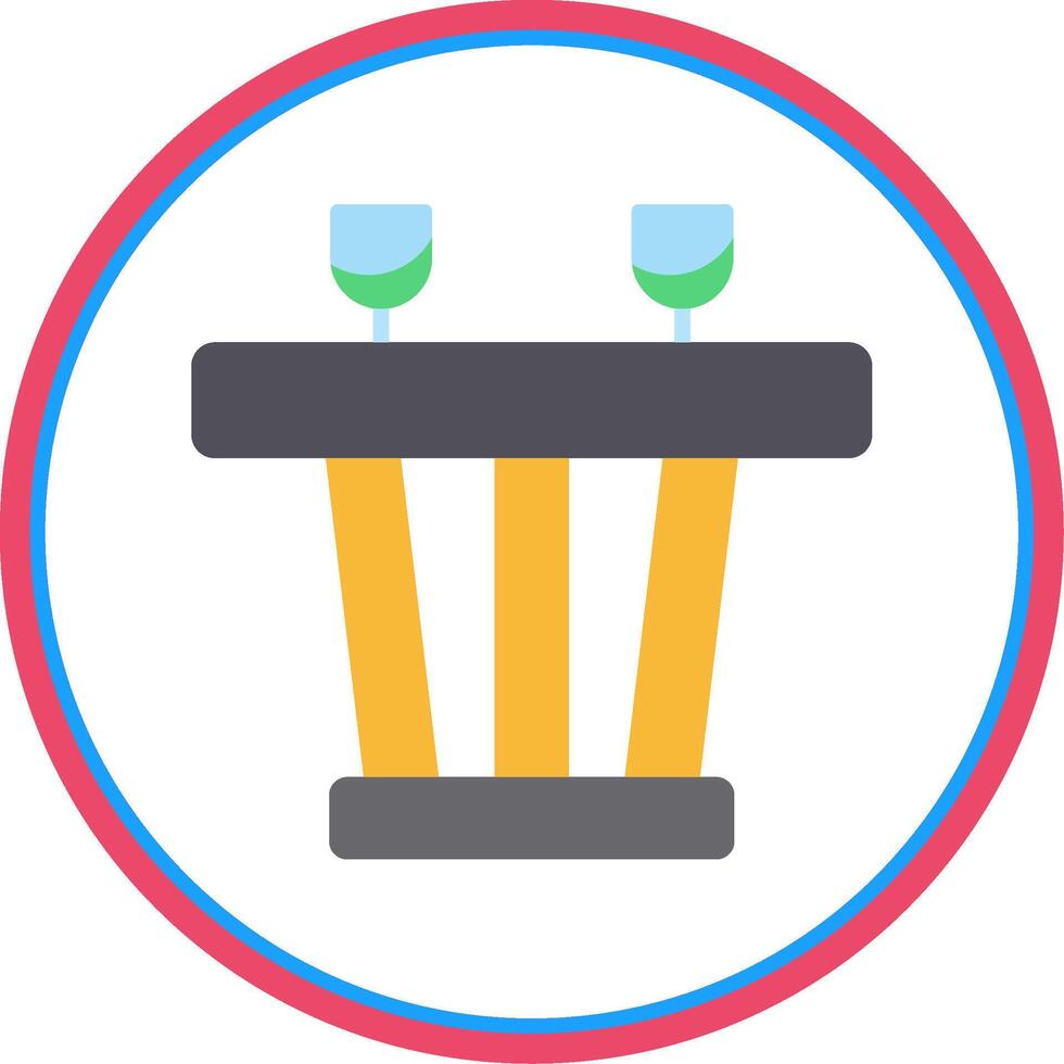 Dining Table Flat Circle Icon vector