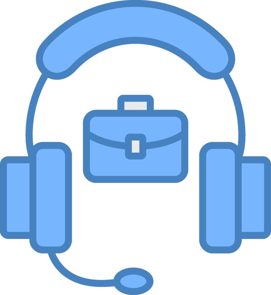 Support Line Filled Blue Icon vector
